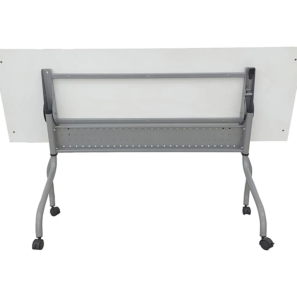 Lorell® Preference Series 72"W Flip-Top Training Table, White/Silver