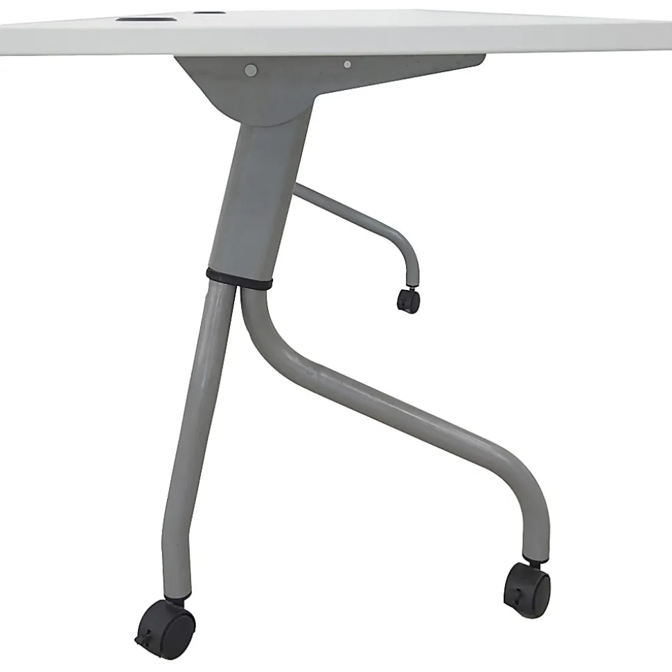 Lorell® Preference Series 72"W Flip-Top Training Table, White/Silver