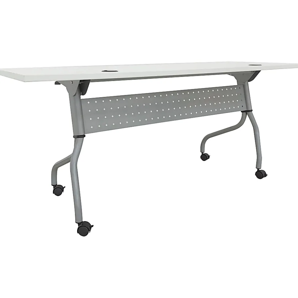Lorell® Preference Series 72"W Flip-Top Training Table, White/Silver