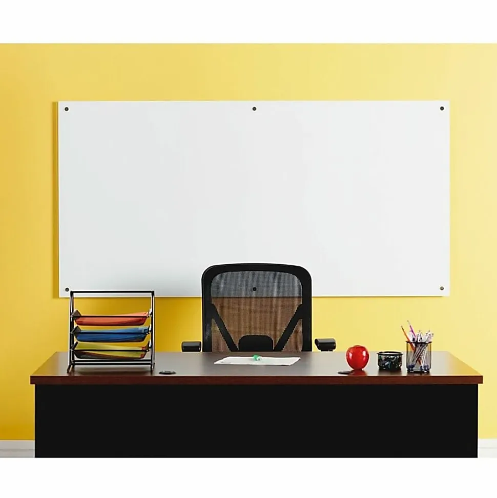 Lorell® Premium Glass Unframed Dry-Erase Whiteboard, 48" x 96", White