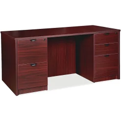 Lorell® Prominence 2.0 60"W Double-Pedestal Computer Desk, Mahogany