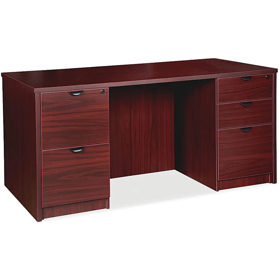 Lorell® Prominence 2.0 60"W Double-Pedestal Computer Desk, Mahogany