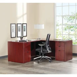 Lorell® Prominence 2.0 60"W Left-Pedestal Computer Desk, Mahogany