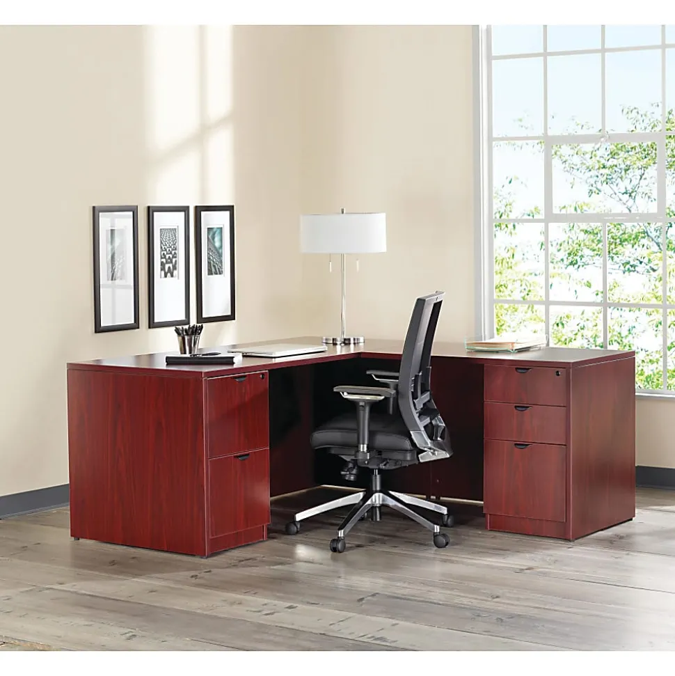Lorell® Prominence 2.0 60"W Right-Pedestal Computer Desk, Mahogany