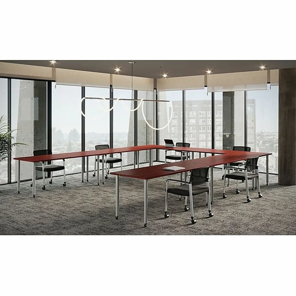 Lorell® Quadro Sit-To-Stand Laminate Table Top, 60"W x 24"D, Mahogany