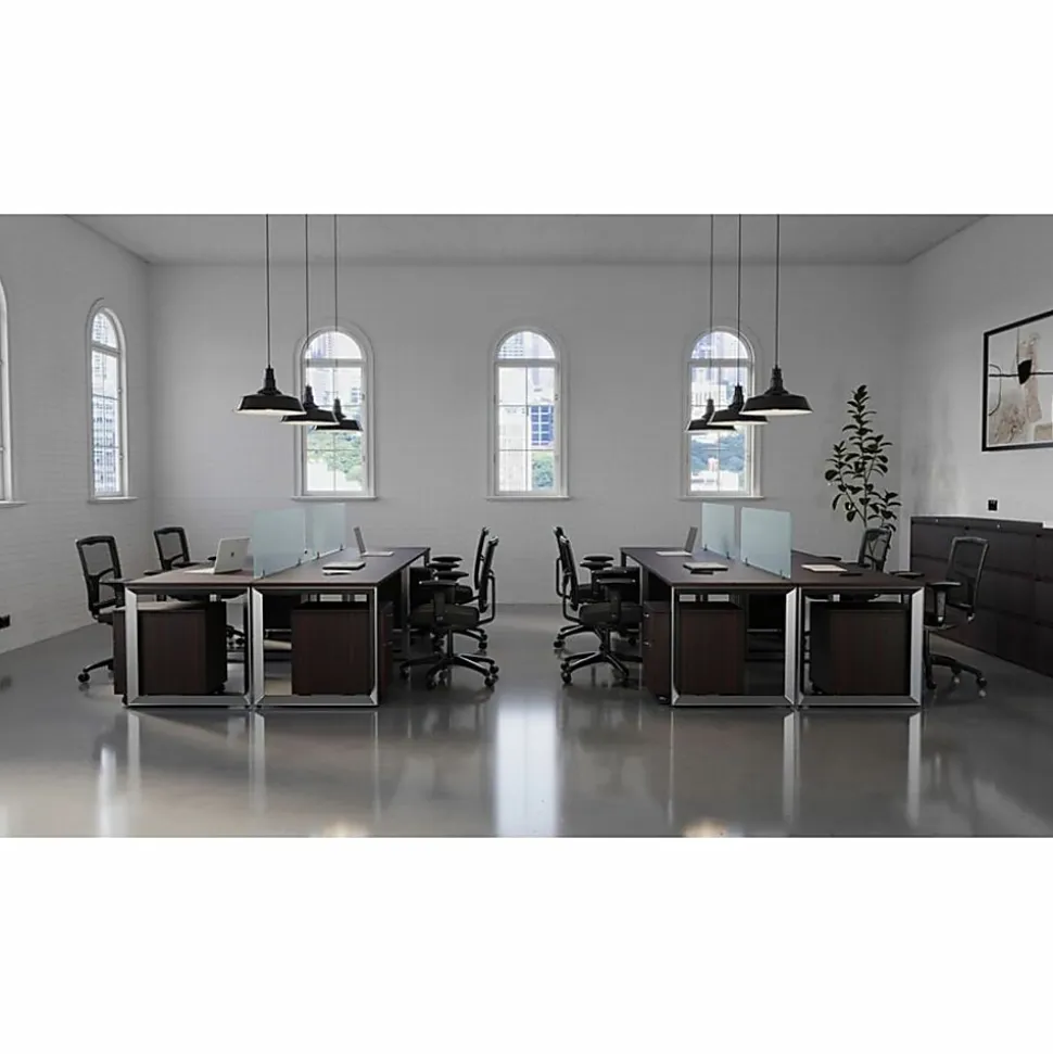 Lorell® Quadro Sit-To-Stand Laminate Table Top, 60"W x 24"D, Mahogany