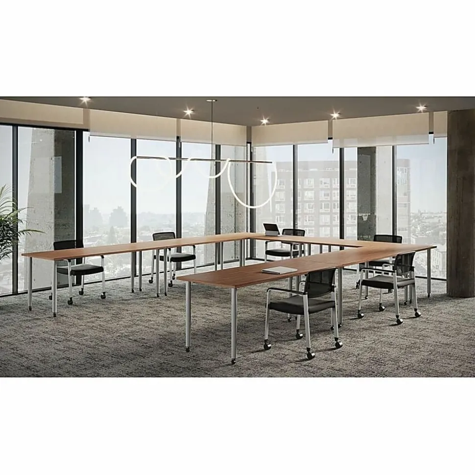 Lorell® Quadro Sit-To-Stand Laminate Table Top, 48"W x 24"D, Walnut