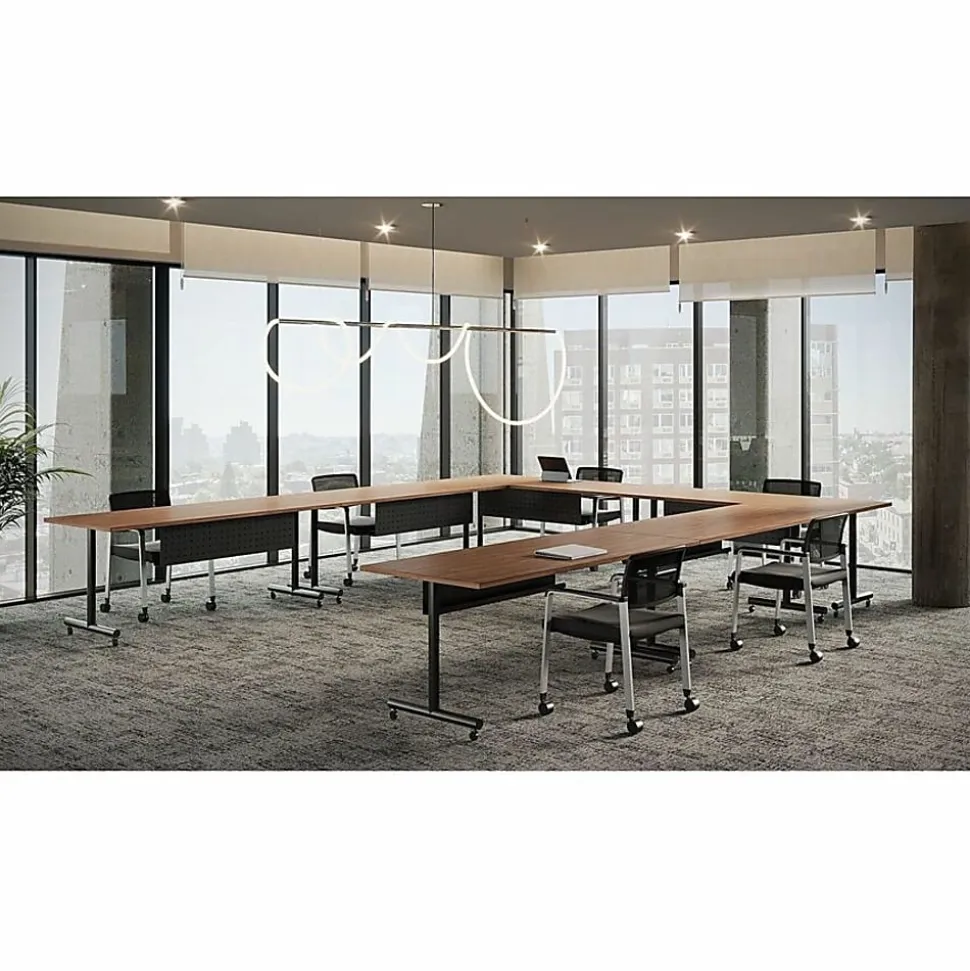 Lorell® Quadro Sit-To-Stand Laminate Table Top, 48"W x 24"D, Walnut