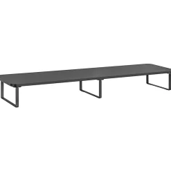 Lorell Quick-Install Monitor Laptop Riser, 4.80"H x 39.40"W x 10.20"D, Powder Coated, Steel, Particleboard, Silicone, Black