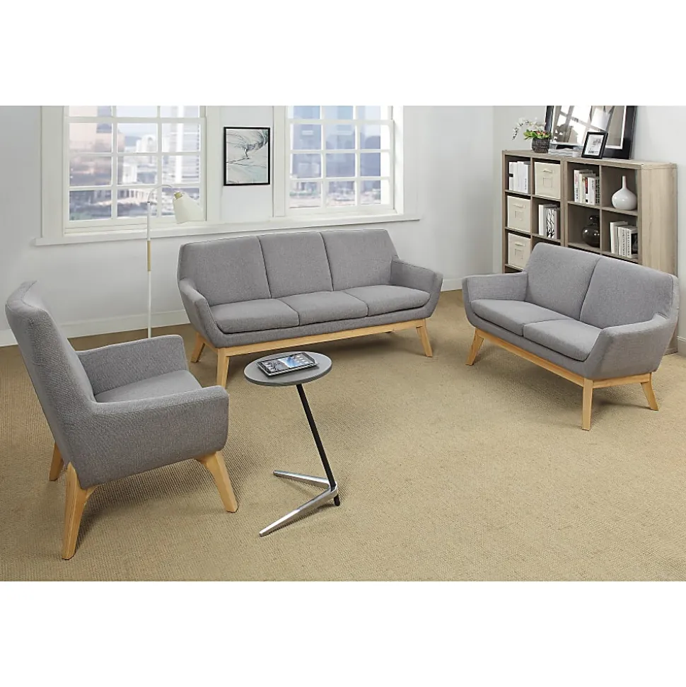 Lorell® Quintessence Upholstered Side Chair With Lumbar Support, Gray/Natural