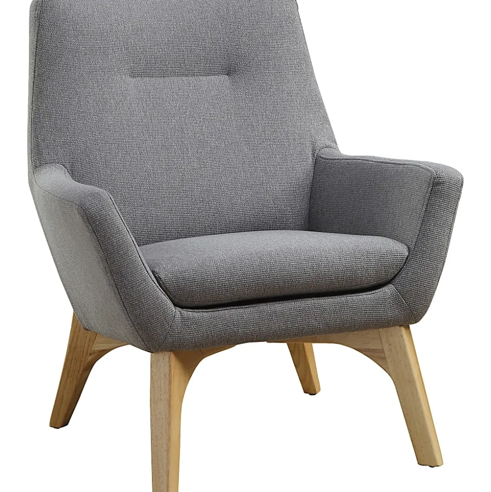 Lorell® Quintessence Upholstered Side Chair With Lumbar Support, Gray/Natural