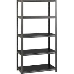 Lorellâ„¢ Riveted Storage Shelving Unit, 5-Shelf, 72"H x 36"W x 18"D, Black