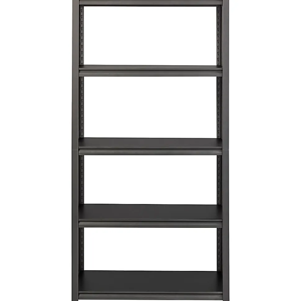 Lorell™ Riveted Storage Shelving Unit, 5-Shelf, 72"H x 36"W x 18"D, Black