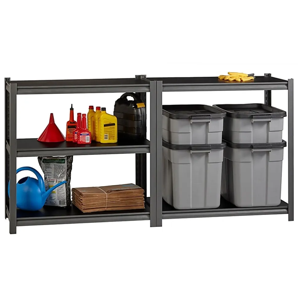 Lorell™ Riveted Storage Shelving Unit, 5-Shelf, 72"H x 36"W x 18"D, Black