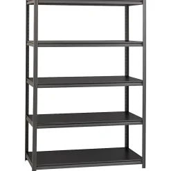 Lorellâ„¢ Riveted Storage Shelving, 5-Shelf, 72"H x 48"W x 18"D, Black
