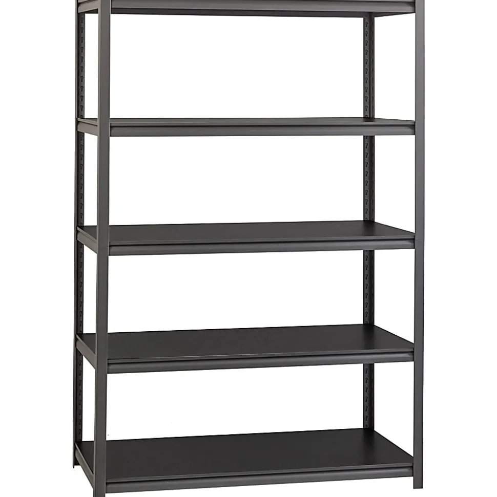Lorell™ Riveted Storage Shelving, 5-Shelf, 72"H x 48"W x 18"D, Black