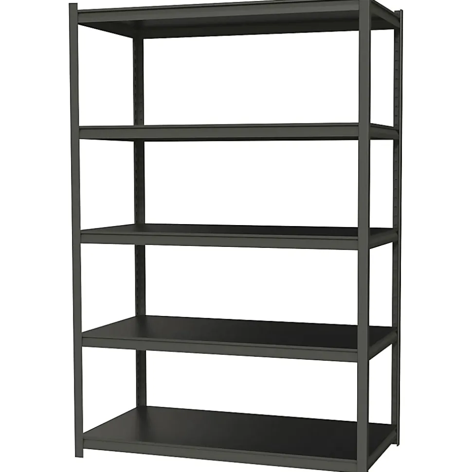 Lorell™ Riveted Storage Shelving, 5-Shelf, 72"H x 48"W x 18"D, Black