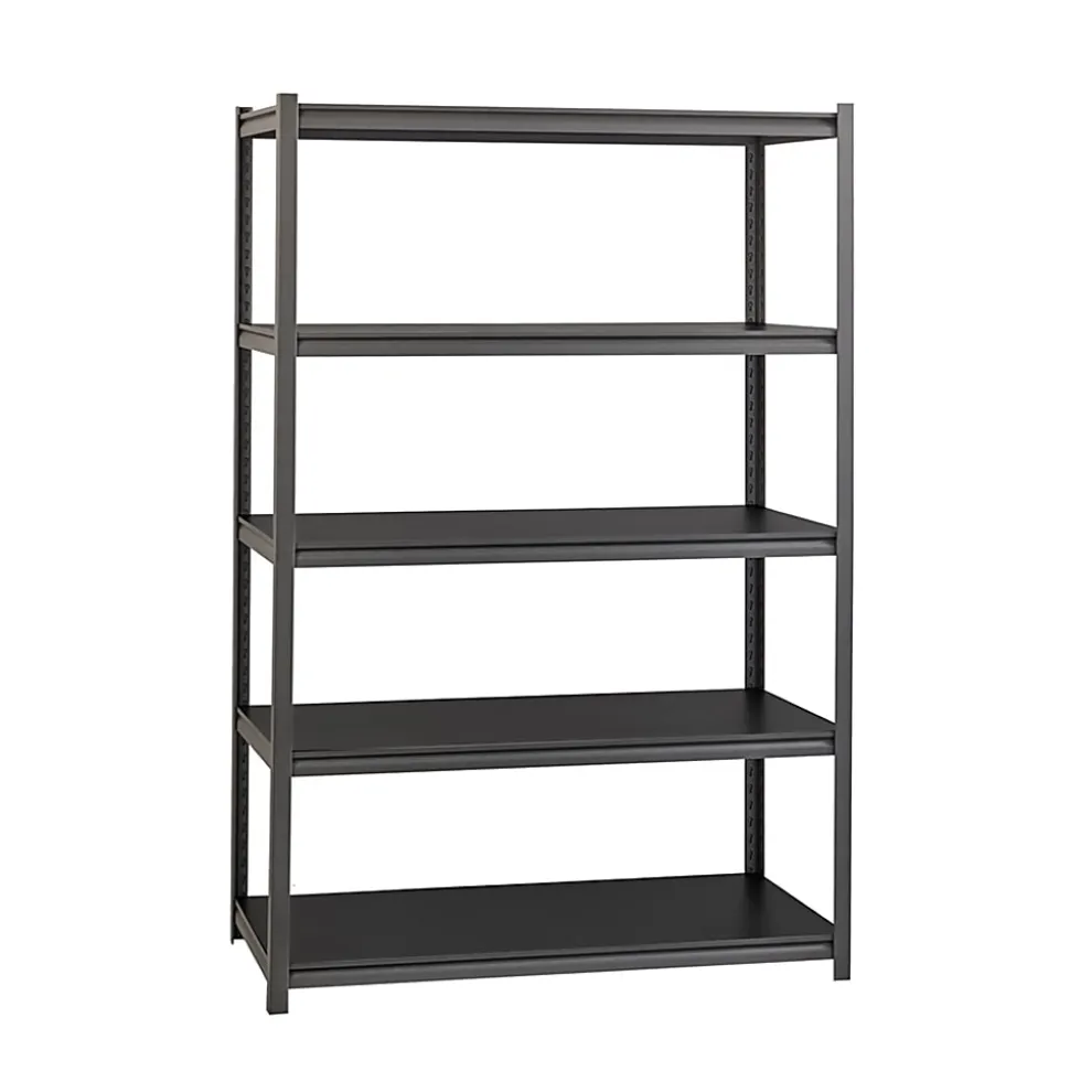 Lorell™ Riveted Storage Shelving, 5-Shelf, 72"H x 48"W x 18"D, Black