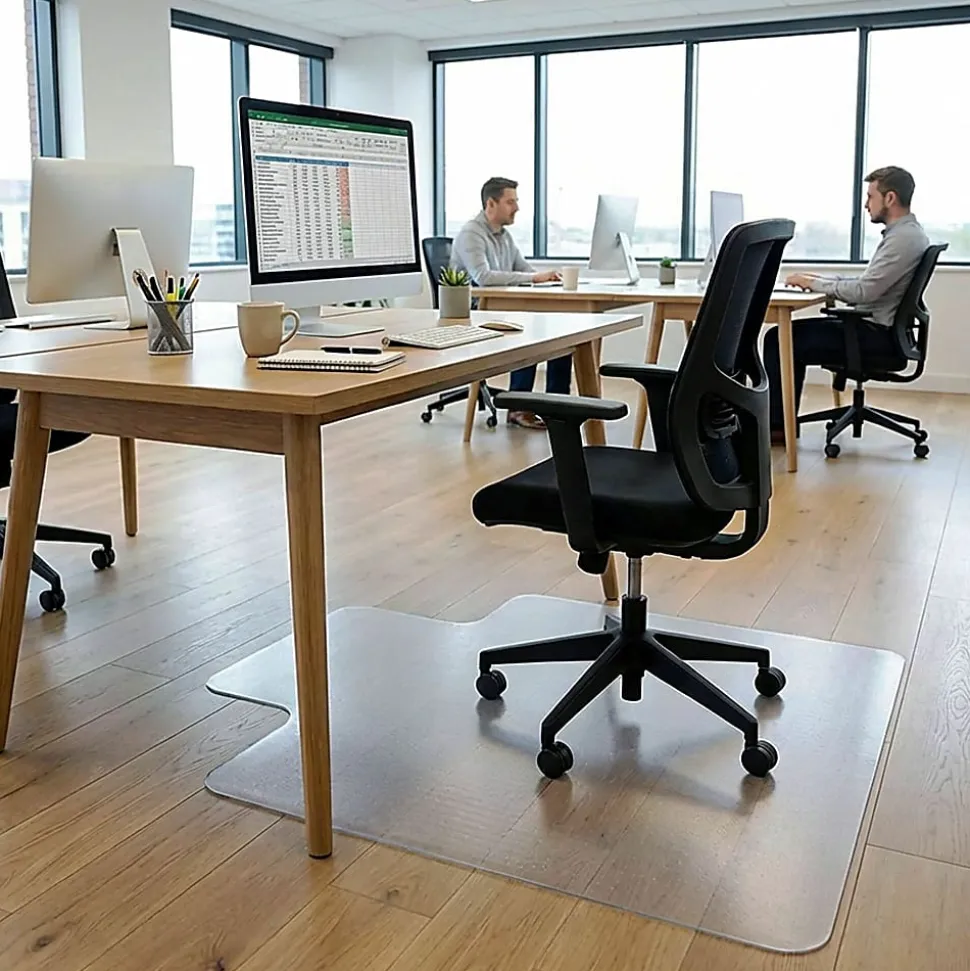 Lorell® Rolled Hard Floor Chair Mat, 45" x 53", Wide Lip