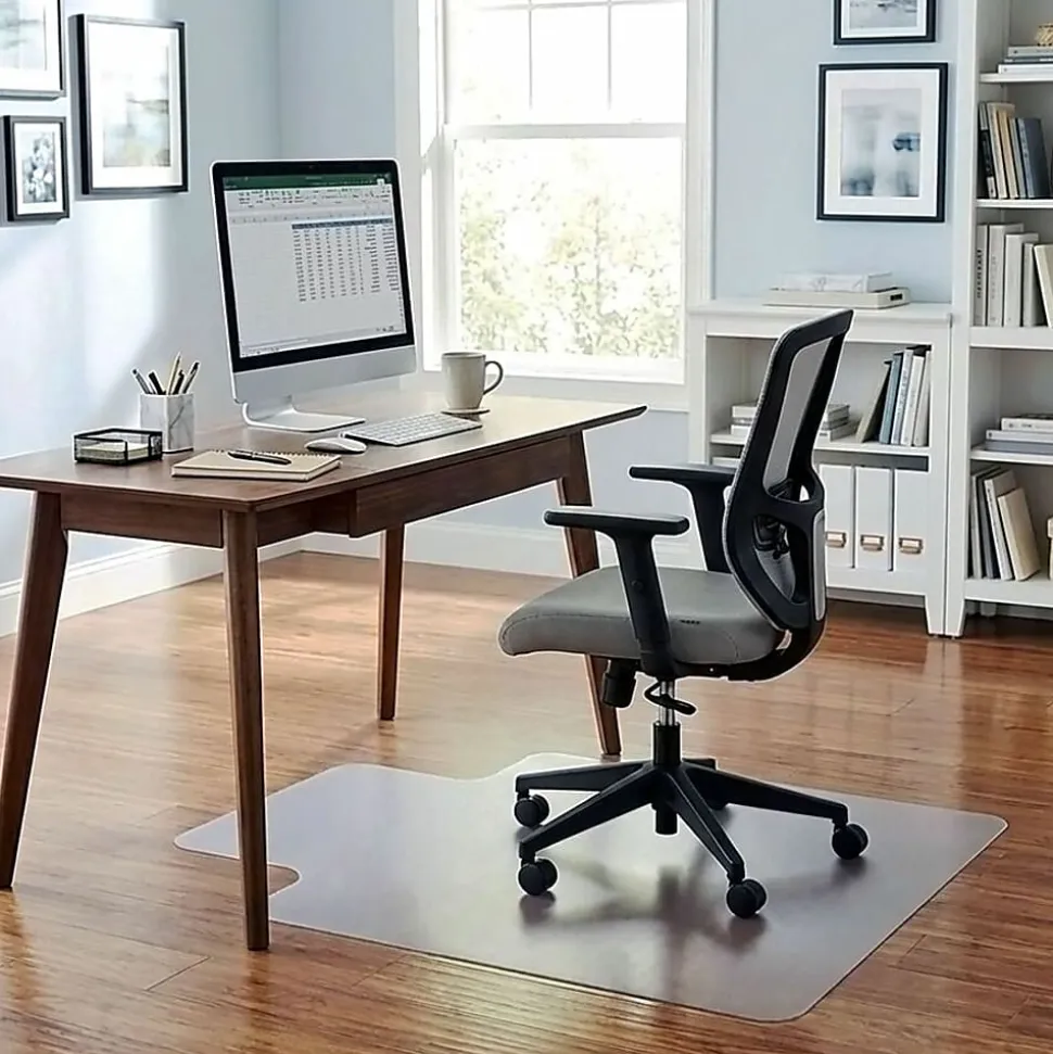 Lorell® Rolled Hard Floor Chair Mat, 45" x 53", Wide Lip