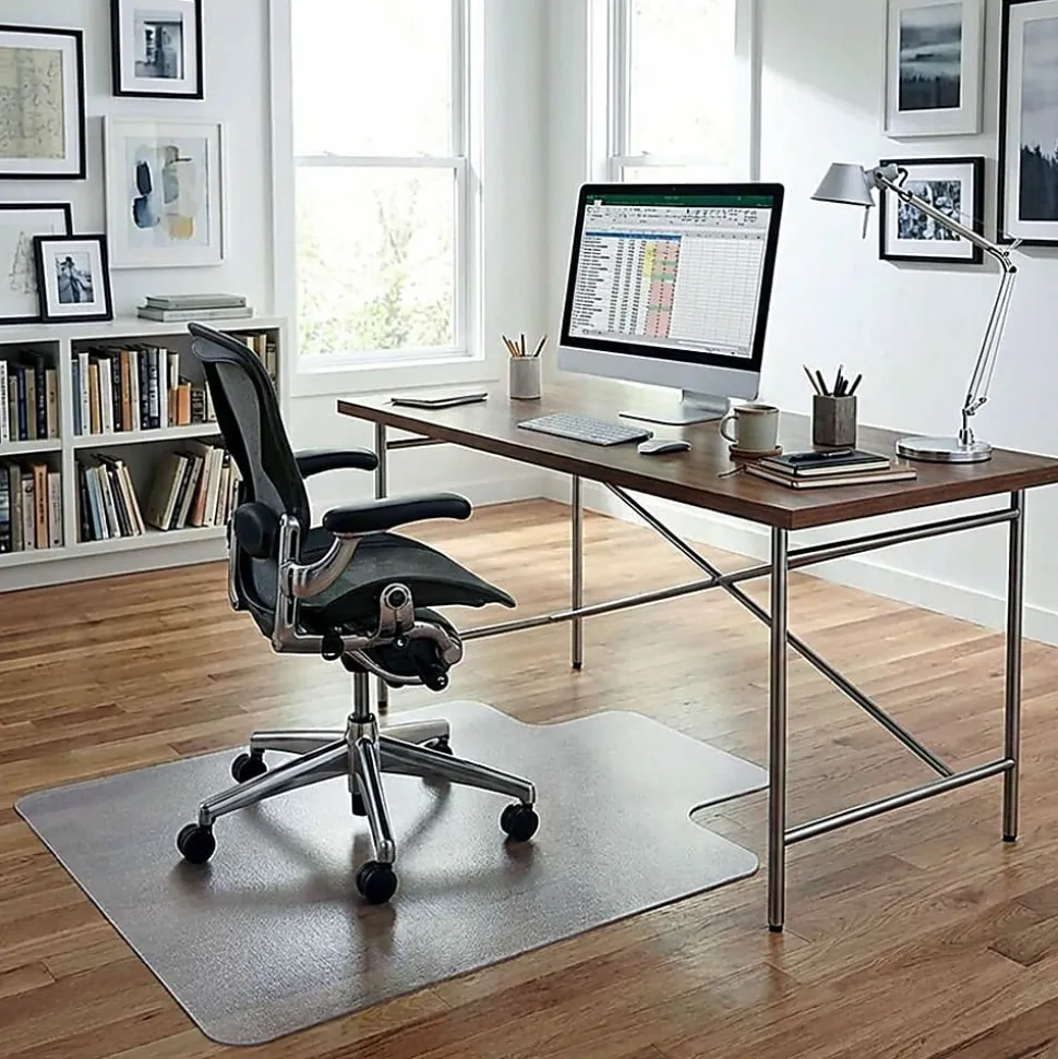 Lorell® Rolled Hard Floor Chair Mat, 45" x 53", Wide Lip