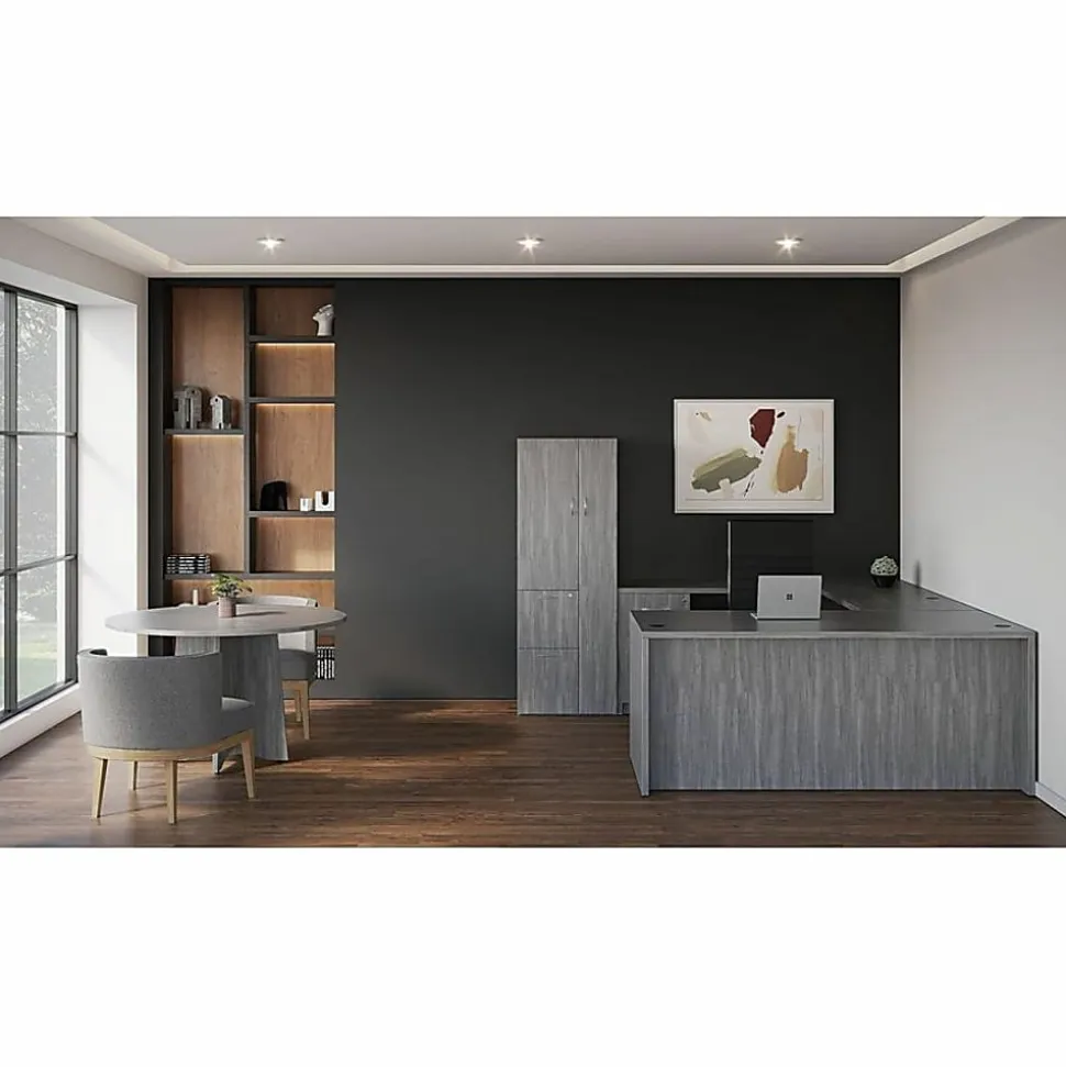 Lorell® Round Conference Tabletop, 48", Weathered Charcoal