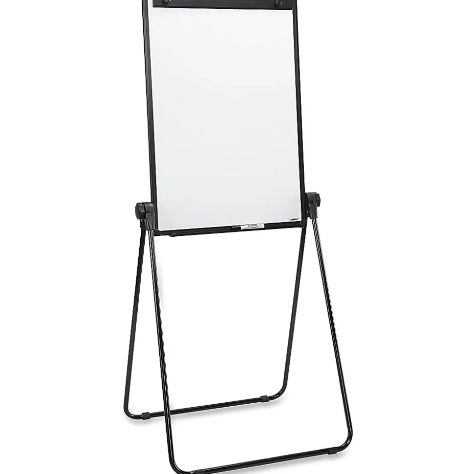 Lorell 2-sided Dry-Erase Easel with Flip-Chart Clip - 36" (3 ft) Width x 24" (2 ft) Height - Melamine Surface - Black Steel Frame - Rectangle - 1 Each
