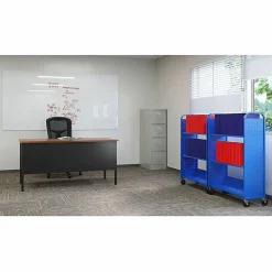 Lorell® Single-Sided Mobile Steel Book Cart, 3-Shelf, Blue