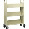 Lorell® Single-Sided Mobile Steel Book Cart, 3-Shelf, Putty