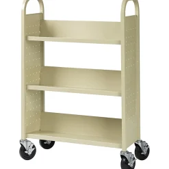 Lorell® Single-Sided Mobile Steel Book Cart, 3-Shelf, Putty
