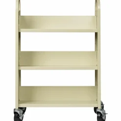 Lorell® Single-Sided Mobile Steel Book Cart, 3-Shelf, Putty