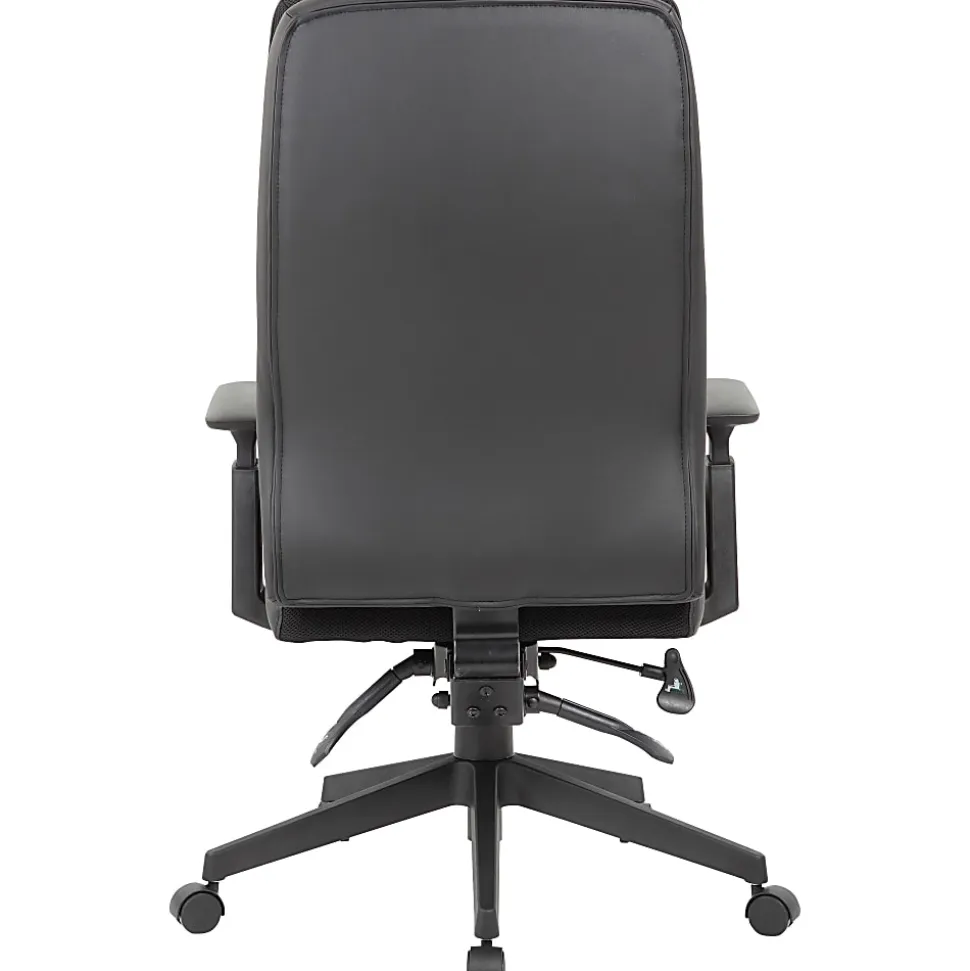 Lorell Soft High-back Executive Office Chair - Black Seat Color - Vinyl Seat Material - Black Back Color - 03206
