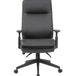 Lorell Soft High-back Executive Office Chair - Black Seat Color - Vinyl Seat Material - Black Back Color - 03206