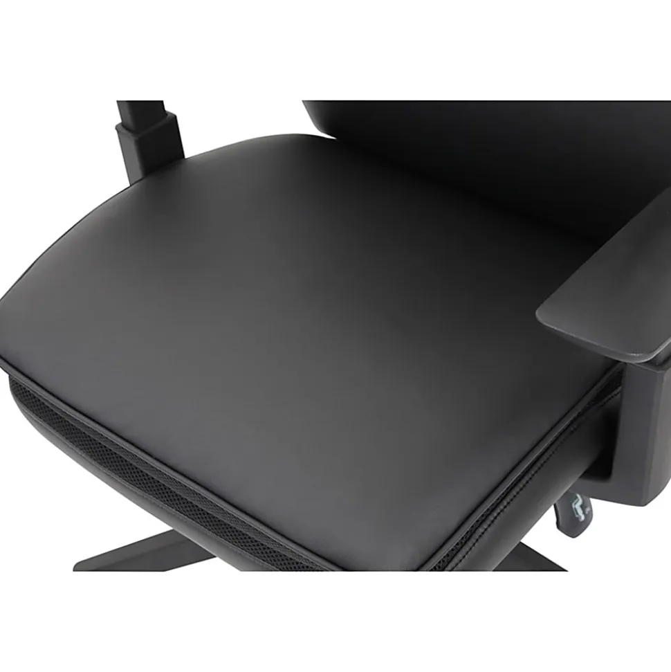 Lorell Soft High-back Executive Office Chair - Black Seat Color - Vinyl Seat Material - Black Back Color - 03206