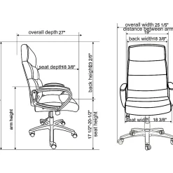 LorellĀ® SOHO Ergonomic Bonded Leather High-Back Chair, Modern Stitch, Black