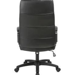Lorell® SOHO Ergonomic Bonded Leather High-Back Chair, Modern Stitch, Black