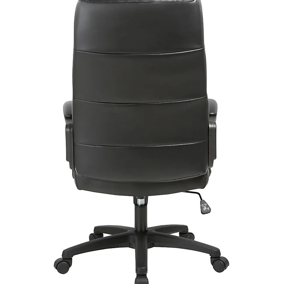 Lorell® SOHO Ergonomic Bonded Leather High-Back Chair, Modern Stitch, Black
