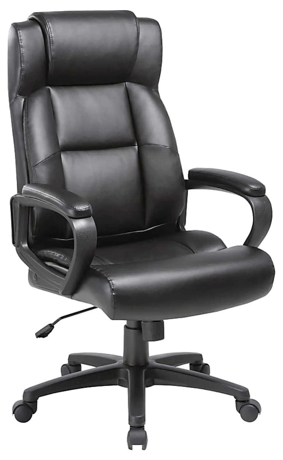 Lorell® SOHO Ergonomic Bonded Leather High-Back Executive Chair, Black