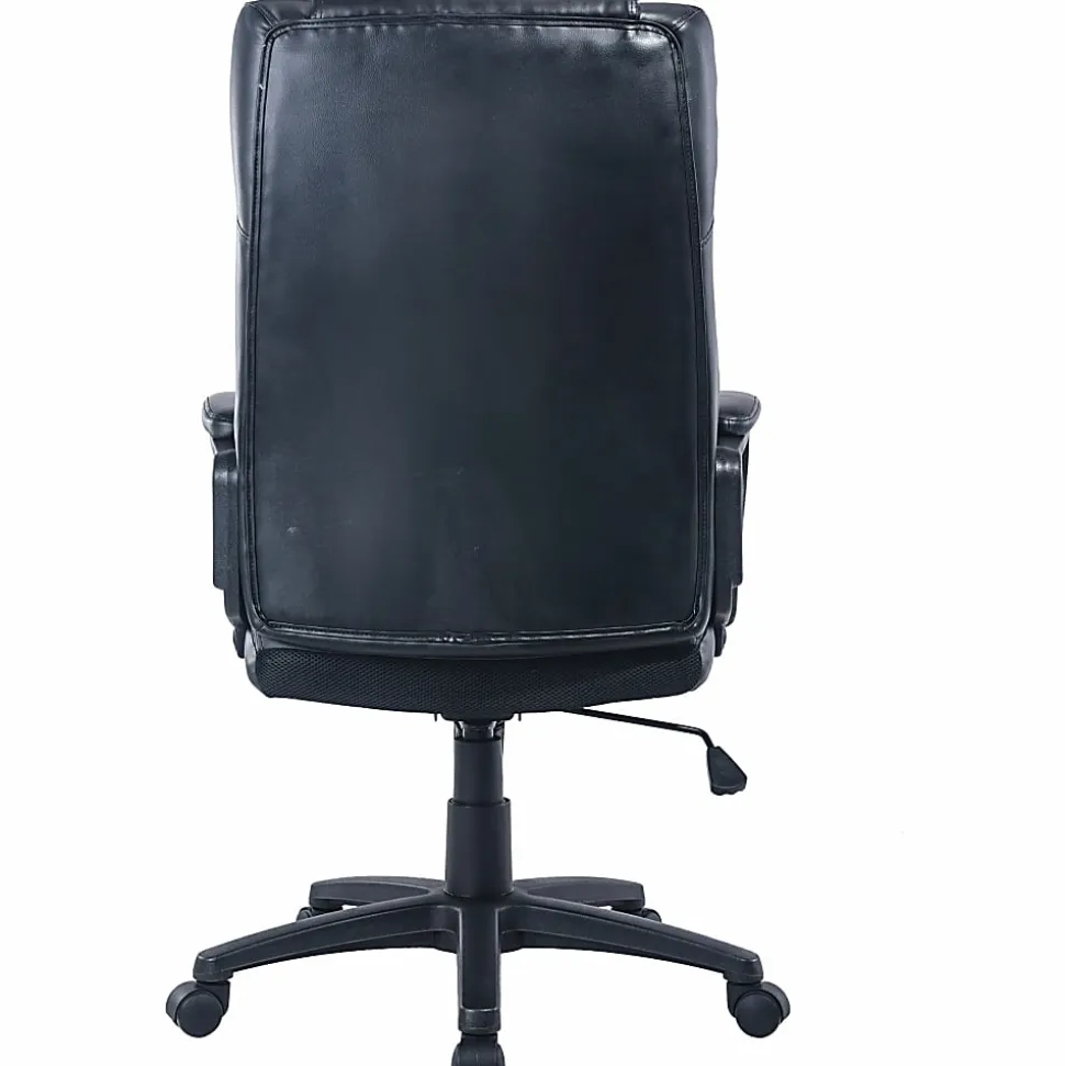 Lorell® SOHO Ergonomic Bonded Leather High-Back Executive Chair, Black
