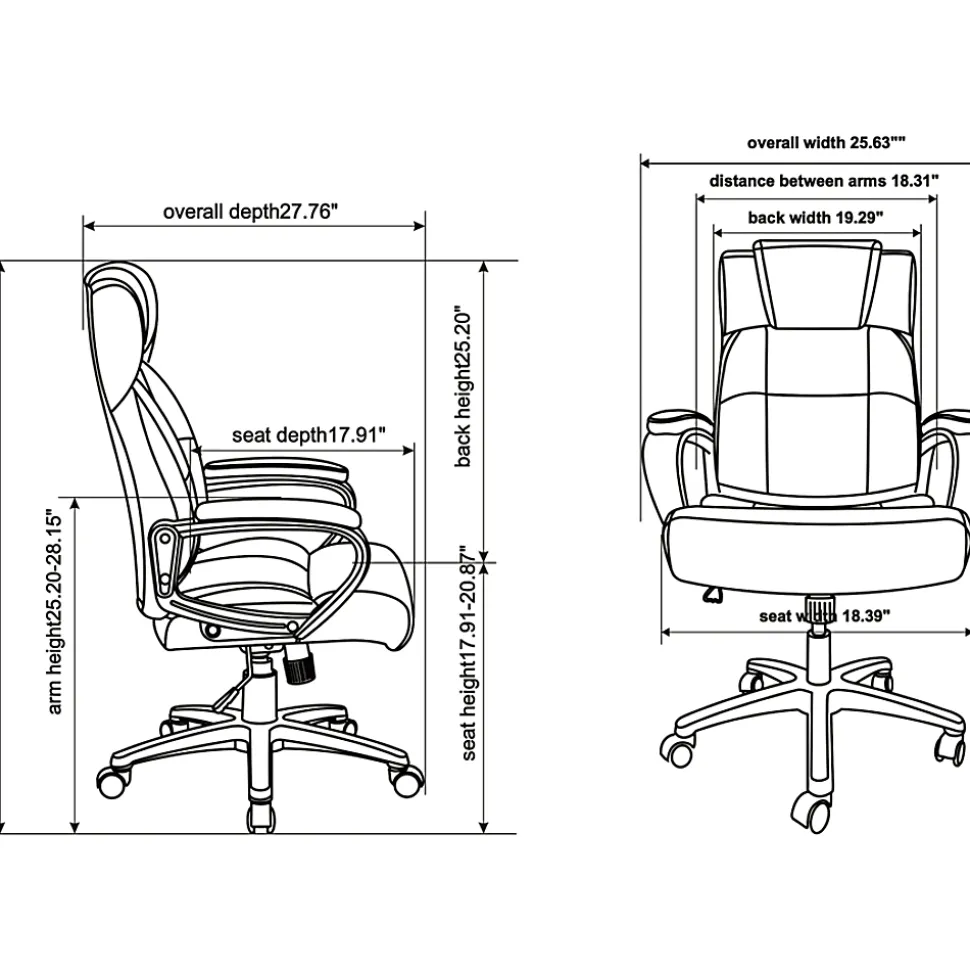 Lorell® SOHO Ergonomic Bonded Leather High-Back Executive Chair, Black