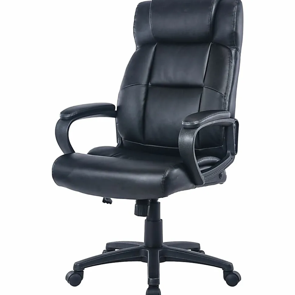 Lorell® SOHO Ergonomic Bonded Leather High-Back Executive Chair, Black