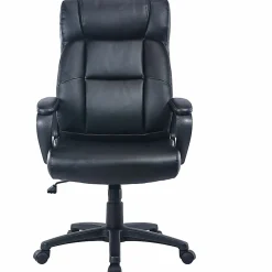Lorell® SOHO Ergonomic Bonded Leather High-Back Executive Chair, Black