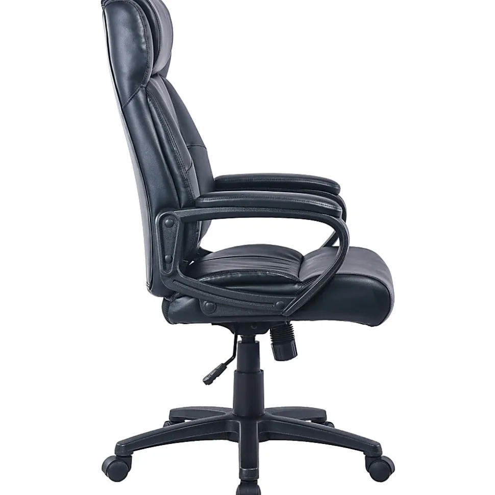 Lorell® SOHO Ergonomic Bonded Leather High-Back Executive Chair, Black