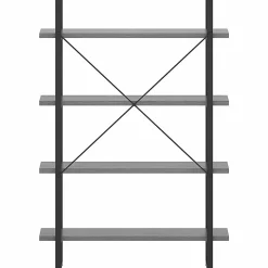Lorell SOHO Rustic Metal Frame Bookcase, 57.5"H x 39.4"W x 11.8"D, 4 Shelve(s), Band Edge, Charcoal, Sturdy, Durable