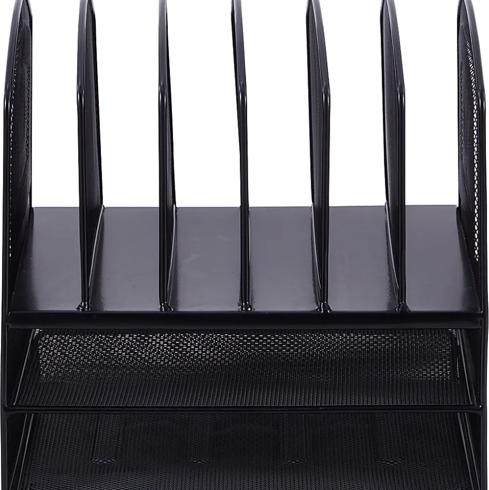 Lorell® Steel Horizontal/Vertical Mesh Desk Organizer, Black