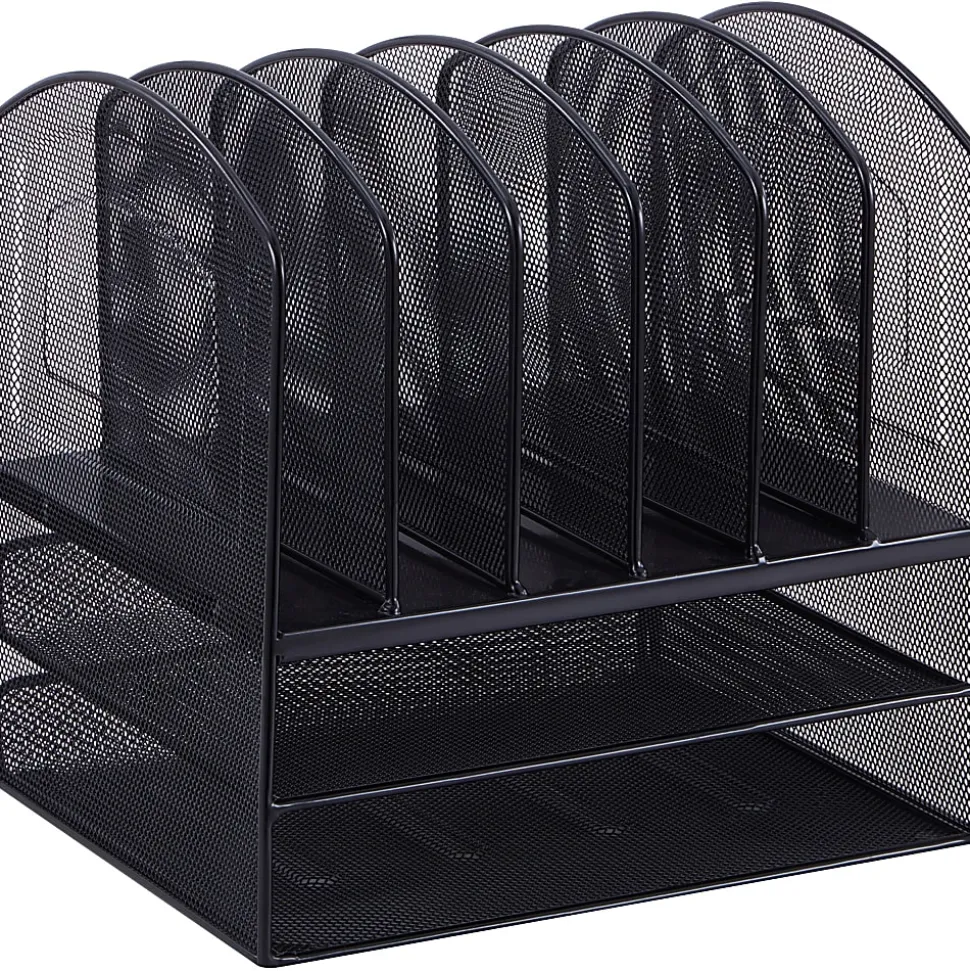 Lorell® Steel Horizontal/Vertical Mesh Desk Organizer, Black