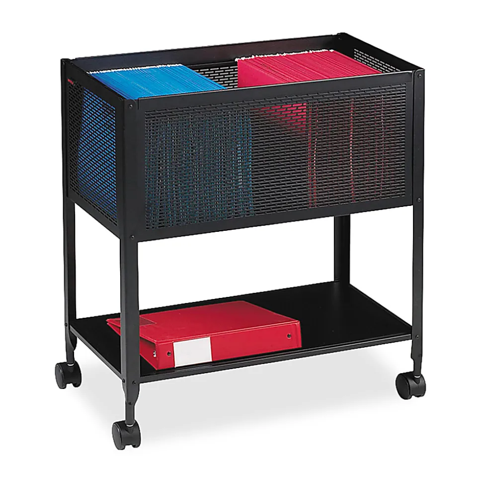 Lorell™ Steel Mesh Hanging Letter-Size Mobile File Cart, Black