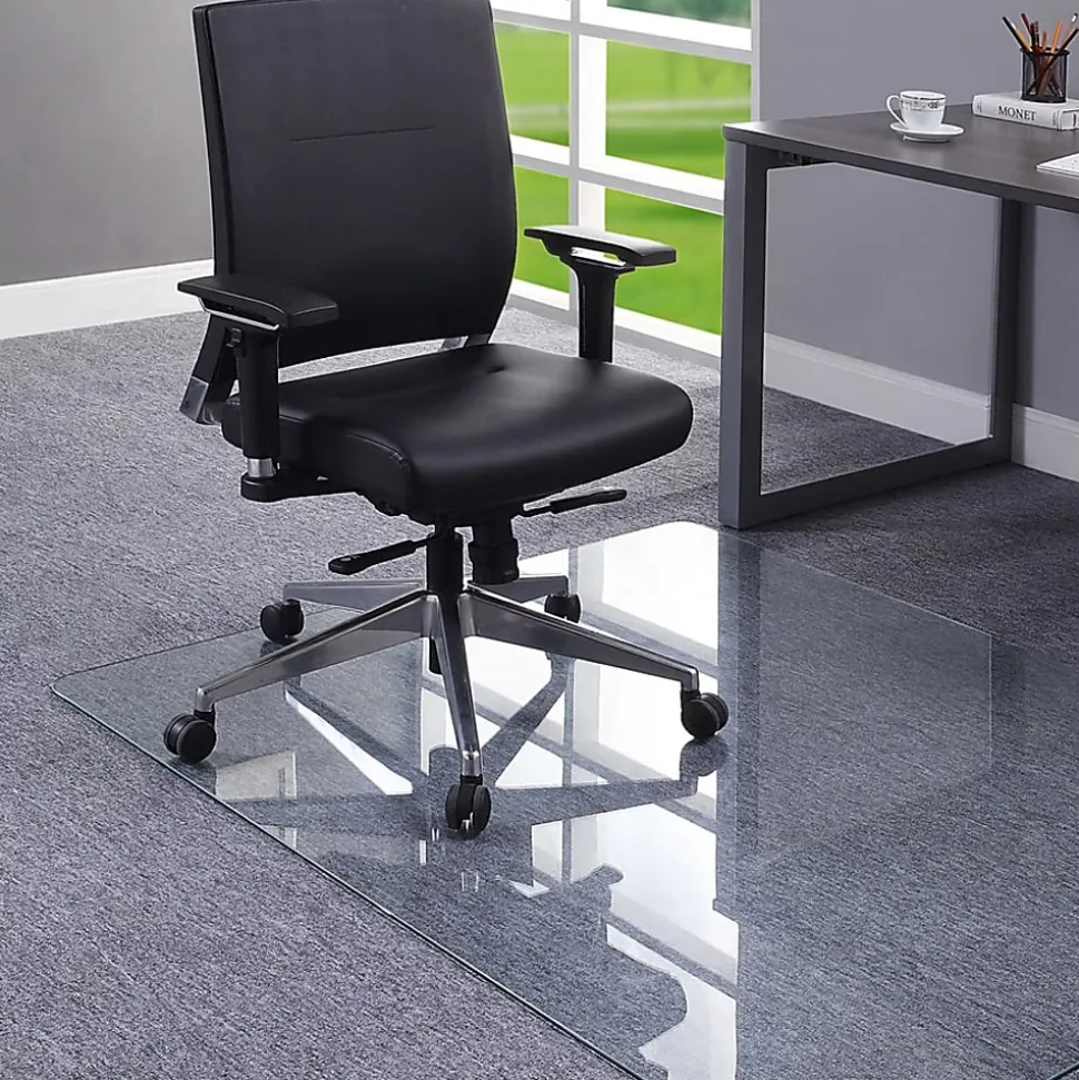 Lorell® Tempered Glass Chair Mat, 48" x 60", Clear