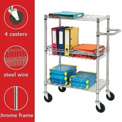 Lorell® 3-Tier Steel Rolling Cart, 16