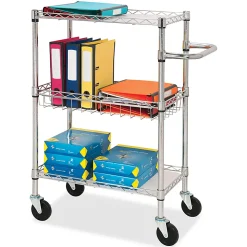Lorell® 3-Tier Steel Rolling Cart, 16